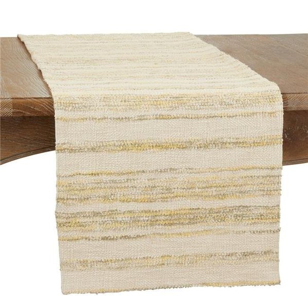 Saro Saro 856.Y1672B 16 x 72 in. Striped Woven Oblong Table Runner; Yellow 856.Y1672B